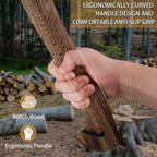 Hatchet Axe, 15.7" Camping Hatchet with Leather Sheath, Bushcraft Axe with 1065 Carbon Steel & Beech Handle, Survival Axe for Wood Splitting and Chopping - Perfect for Gardening and Outdoor