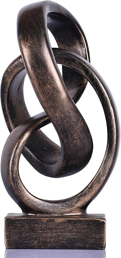Modern Abstract Knot Sculpture, Artistic Mobius Inspired Resin Decor, Elegant Home and Office Decor, Perfect for Shelves, Desktops, and Mantles, Ideal Gift for Birthdays, Housewarmings (Bronze)