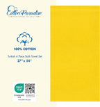 Cotton Paradise 4 Piece Turkish Bath Towels for Bathroom, 100% Cotton Extra Large Soft Plush Towels Bathroom Set, Yellow
