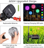 Solar Garden Lights Outdoor, Upgraded Globe Powered Garden Light, Multi-Color Changing LED Solar Stake Lights for Patio Backyard Pathway Party Decoration (Stainless Steel, 2 Pack)