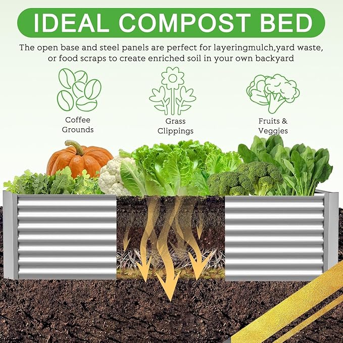 3pcs 6x3ft Galvanized Raised Garden Bed Outdoor,Above Ground Garden Bed for Vegetable,Metal Raised Beds for Flower,Steel Raised Beds for Gardening