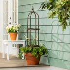 Evergreen Garden 5 ft Metal Garden Obelisk Trellis for Climbing Plants Vines, Clematis & Flowers | Outdoor & Indoor Plant Trellis for Potted Plants | Floral Pattern Arch Trellis (Bronze)