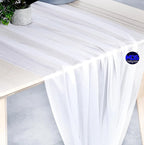 MDS 2 Pack 10ft Chiffon Table Runner 29 x 120 Inches Sheer Wedding Runner Romantic Rustic Table Runner for Wedding Decorations, Birthday Parties, Bridal Shower Party Arch Decor - White
