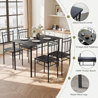 5 Piece Dining Table Set, Wood Kitchen Table and Chairs for Small Space,Breakfast Nook,Easy Assembly,Black