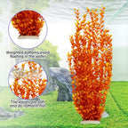 Hamiledyi Aquarium Plastic Plants Aquarium Decor Artificial Fish Tank Plants,Tall Fish Tank Decorations, Extra Large Aquarium Plant 23.6-inch Tall,2PCS（Orange Style A）