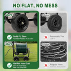VINGLI 4-Wheel Garden Hose Reel Cart with Storage Basket, Portable Residential Hose Reel Cart, Lawn Watering, for Garden Backyard and Farm