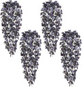 BLEUM CADE Fake Hanging Plants, 4pcs Artificial Hanging Plant, Faux Deep Purple Vines Hanging Plant for Wall Home Living Room Indoor Outdoor Halloween Decor (No Baskets)