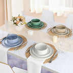 LIANYU Dinnerware Dinner Sets for 6, 18 Piece Ceramic Plates and Bowls Dish Set, Kitchen Speckled Dining Tableware Dishware, Microwave & Dishwasher Safe, Polar White