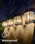 Solar Fence Lights Outdoor, 8 Pack Waterproof Solar Lights Outdoor, Outdoor Solar Light Fence Light for Garden Fence Post Step Stair Backyard