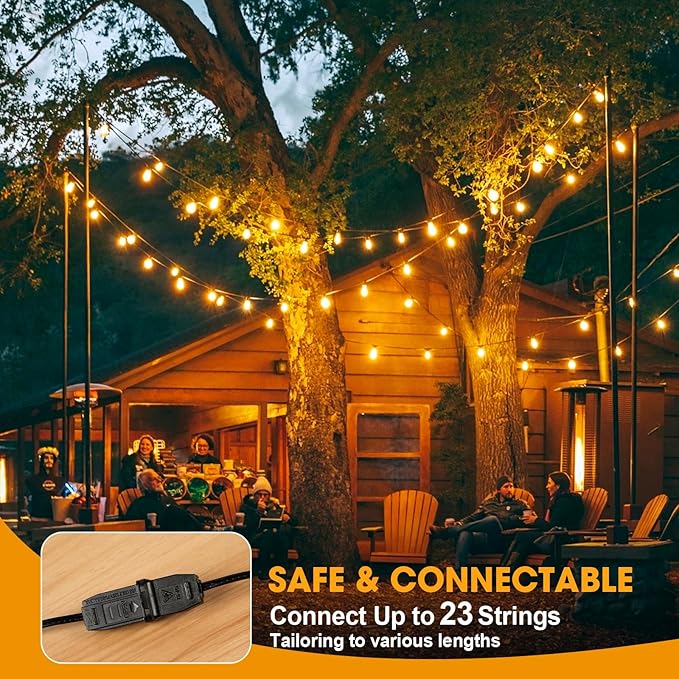 100FT LED Outdoor String Lights, Commercial Grade Patio Lights with 30+2 Shatterproof S14 Edison Vintage Bulb for Outside Backyard Porch Balcony Party Cafe Decor