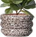 SQOWL Ceramic Flower Pots - 13.5 Inch Plant Pot with Drainage Hole, Large Ceramic Planter for Indoor Plants, Round Modern Planter Outdoor, Porch Home House Decor, Plant Lover Gifts, White