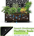 15.7"×70.9"×35.4" Metal Raised Garden Bed with Trellis and Wheels - Tall Trellis Planter Box for Climbing Plants, Vegetables & Vines - Outdoor Privacy Planters for Patio (Black-Star)