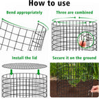 Hi Sasara 5 Sets Wire Plant Protectors Cage with Staples,11.8" Dia x 11.8" H,Plant Protector with Round Lids to Keep Animals Out,Wire Plant Protector Cage for Plants Vegetables Flower