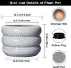 SQOWL Ceramic Plant Pots - 13.5 Inch Ceramic Planter with Drainage Hole, Large Round Planter for Indoor Plants, Modern Flower Pots Outdoor, Office Living Room Decor, Birthday Gifts, Black and White