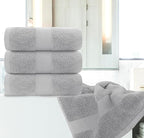 White Classic Luxury Bath Towels Set of 4 Large - 700 GSM Cotton Ultra Soft Bath Towels 27x54 | Highly Absorbent and Quick Dry | Hotel Towels for Bathroom Luxury, Plush Shower Towels, Dolphin Gray