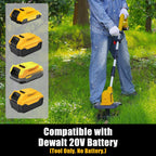 RETEK Adjustable Cordless Tiller, Compatible with Dewalt 20V Battery(Tool Only), 360RPM Electric Garden Tiller, 9.06In Tilling Width & 7.09In Depth, Portable Tiller for Flower Beds/Plant Cultivation