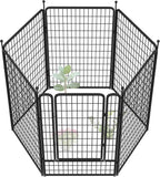 FXW Garden Fence Outdoor for The Yard – 50in(H) x 15.6ft(L) Heavy Duty Metal Animal Barrier for Dog and Rabbit, Decorative Dog Fence, 6 Panels, Black