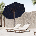 JEAREY 9FT 3 Tier Patio Umbrella Outdoor Market Umbrella Table Umbrellas with 8 Ribs 1.5 Pole Push Button Tilt and Crank UV Protection for Garden,Navy
