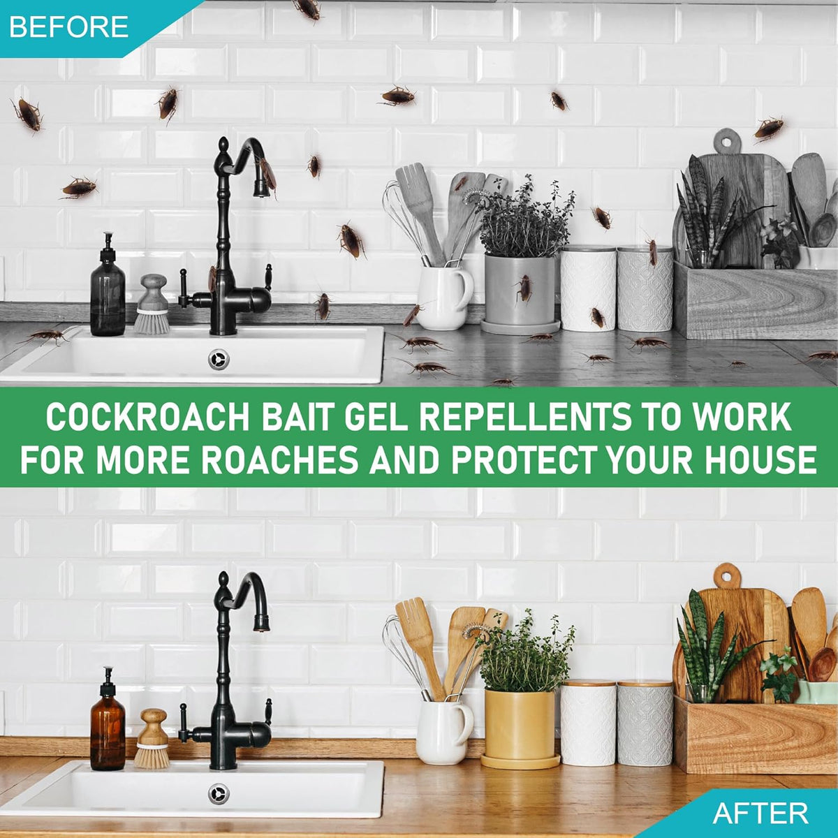 32 Pack Cockroach Gel Bait, Effective Cockroach Repellent and Gel for Quick Elimination of Indoor Roach Nests, Get Rid of Roaches Permanently Indoor Outdoor, Long-Lasting