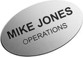 Custom Engraved Name Tag Badges – Personalized Identification with Pin or Magnetic Backing, 3.2 Inch Oval, Radiant Silver/Black