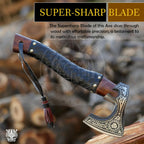 SHINY CRAFTS®- Engraved Viking Axe – Gift for Outdoorsman Hand-Forged Hatchet with Leather Wrap Ideal for Holiday or Wedding Gifts (SCA-10)