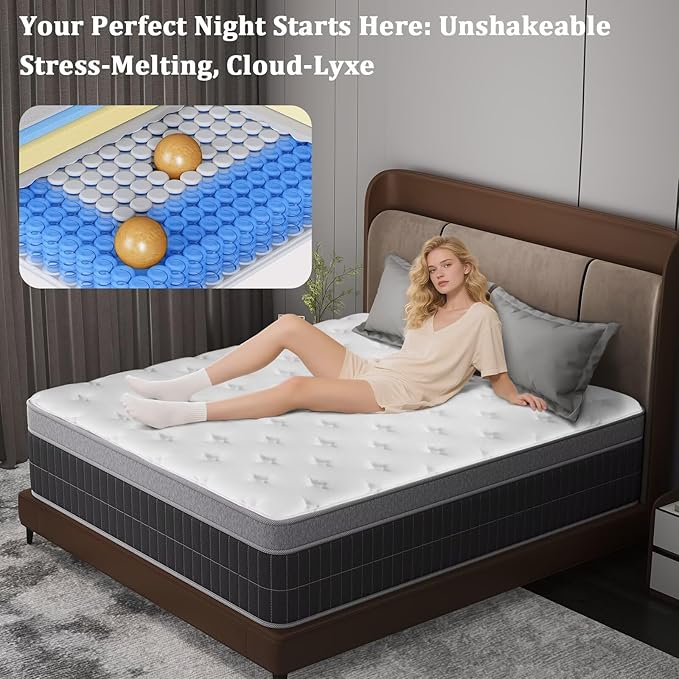 King Size Mattress in a Box 14 Inch Memory Foam Hybrid Mattress with Pocketed Springs Medium Firm Support Motion Isolation Edge Support 180 Night Trial
