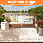 Yamaziot Outdoor Rug 8x10 Ft, Waterproof Plastic Straw Patio Rug, Reversible Backyard Carpet UV Resistant Portable RV Mat Clearance, Large Indoor Outdoor Rug for Patio, Porch, Deck, Balcony, Brown