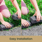 Beuta Landscape Edging | Garden Edging Border | Faux Stone Bricks for Lawn edging, Flower beds, Pathways & Yard Edging– 10 Packs | Each Section Has 6 Bricks 48"L x 4"W x 2.25"H | 30 Spikes |Charcoal