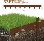 Worth Garden 33ft. Galvanized Steel Landscape Edging - 10-Pack 40" Metal Edging for Landscaping with 11 Stakes, Bronze Powder Coating Hammer-in Lawn Edging for Yard Pathway Divider