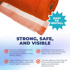 Tarps Now 4' x 150' Orange Safety Netting Roll - Heavy Duty Fire Retardant Safety Nets with 1/4" Openings for Security & Construction Debris Netting, Temporary Mesh Fence, Job Site Net Enclosure