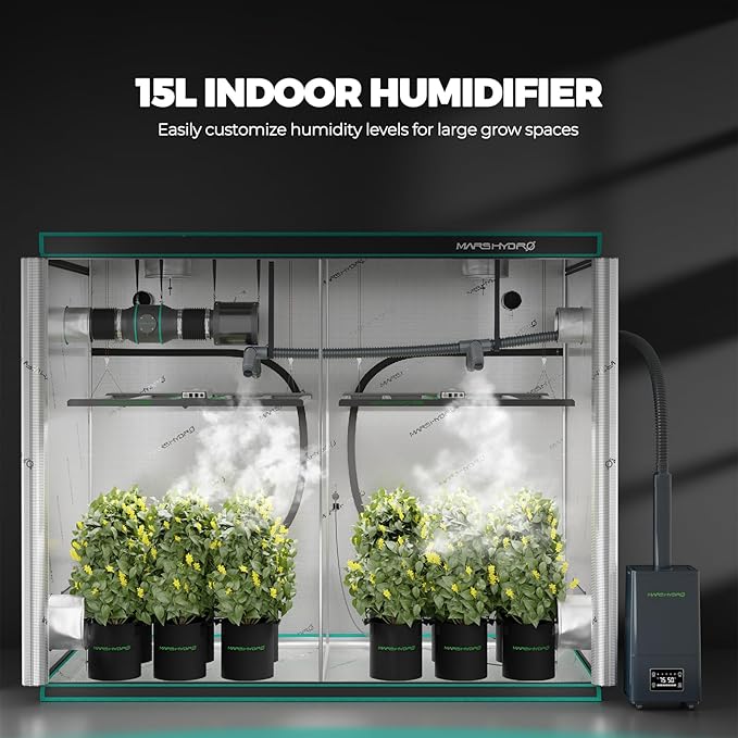 MARS HYDRO Plant Humidifier 15L,with Adjustable Humidity,Timer Function,Ultrasonic Precise and Silent Operation,No-Leak Seal for Grow Tent,Indoor Planting,Greenhouse,Bedroom