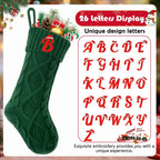 Christmas Stockings with Initials, Personalized Custom 18" Large Embroidered Monogram Knit Kids Xmas Stocking Holiday Party Fireplace Family Hanging Stocking Decoration Red Letter M