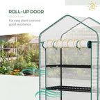 Outsunny 5 Tier Mini Greenhouse, 76" x 35.4" x 19.3" Small Portable Greenhouse with Reinforced PE Cover, Roll-Up Zippered Door, for Indoor Outdoor Garden Yard Backyard, White