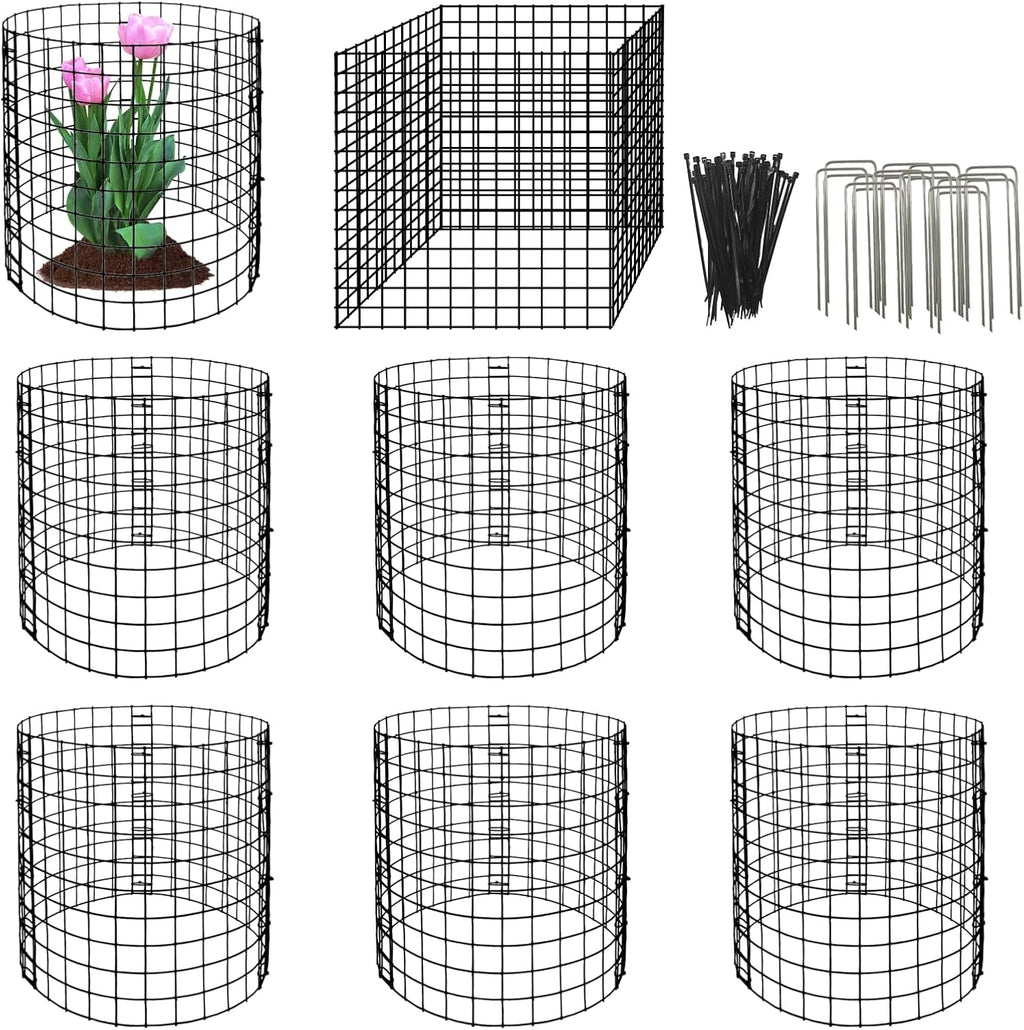 Eunika 8 Pack Round Plant Protector from Animals,24 Pcs 12" x 12" Metal Mesh to Keep Animals Out Wire Plant Protectors for Rabbits Chicken Duck Barricades for Garden Vegetable Flowers Protection