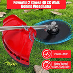Weed Wacker, 2 Stroke 49 CC Gasoline Weed Eater, 6500-7000R/Min Hand Push Weed Wacker, 0.95L Small Weed Wacker, can Folded Rear Wheel, for Mountains, Hills, Plains, Orchards Etc