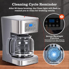Taylor Swoden 12-Cup Programmable Coffee Maker, Regular & Strong Brew Drip Coffee Machine for Home and Office, Glass Carafe, Pause & Serve, Auto Shut Off, Gray & Stainless Steel