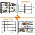 Homdox Heavy Duty Storage Shelves, 4 Tier Wire Shelving Unit, Adjustable Metal Shelves for Storage, Garage Rack Pantry Shelves Kitchen Shelving, 18"x72"x60", Black