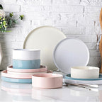 GBHOME Dinnerware Set for 4, 12 Piece Speckled Plates and Bowls Set with Glazed Bottom, Chip & Scratch Resistant Stoneware Plates Sets, Dishwasher & Microwave Safe Dishes (Mutil-Color, Service for 4)