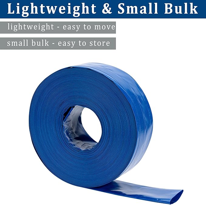 2-1/2 in x 100 ft Pool Backwash Hose Heavy Duty Drain Discharge Double PVC Lay flat General Purpose Vinyl Hose, Burst Resistant for Water Transfer Sump Pump Pool Filter (2.5in 100ft fiber reinforced)