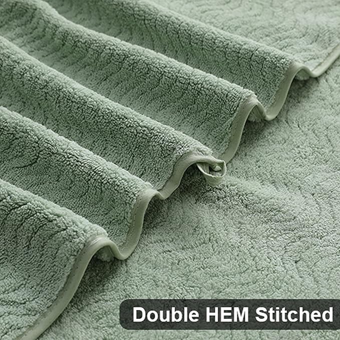 Ultra Soft Bath Towel Set of 4, Green Extra Large Textured Microfiber Luxury Towels 35x70 in, Quick Dry, Highly Absorbent, Fluffy, Oversized, for Bathroom Shower Pool Hotel Beach