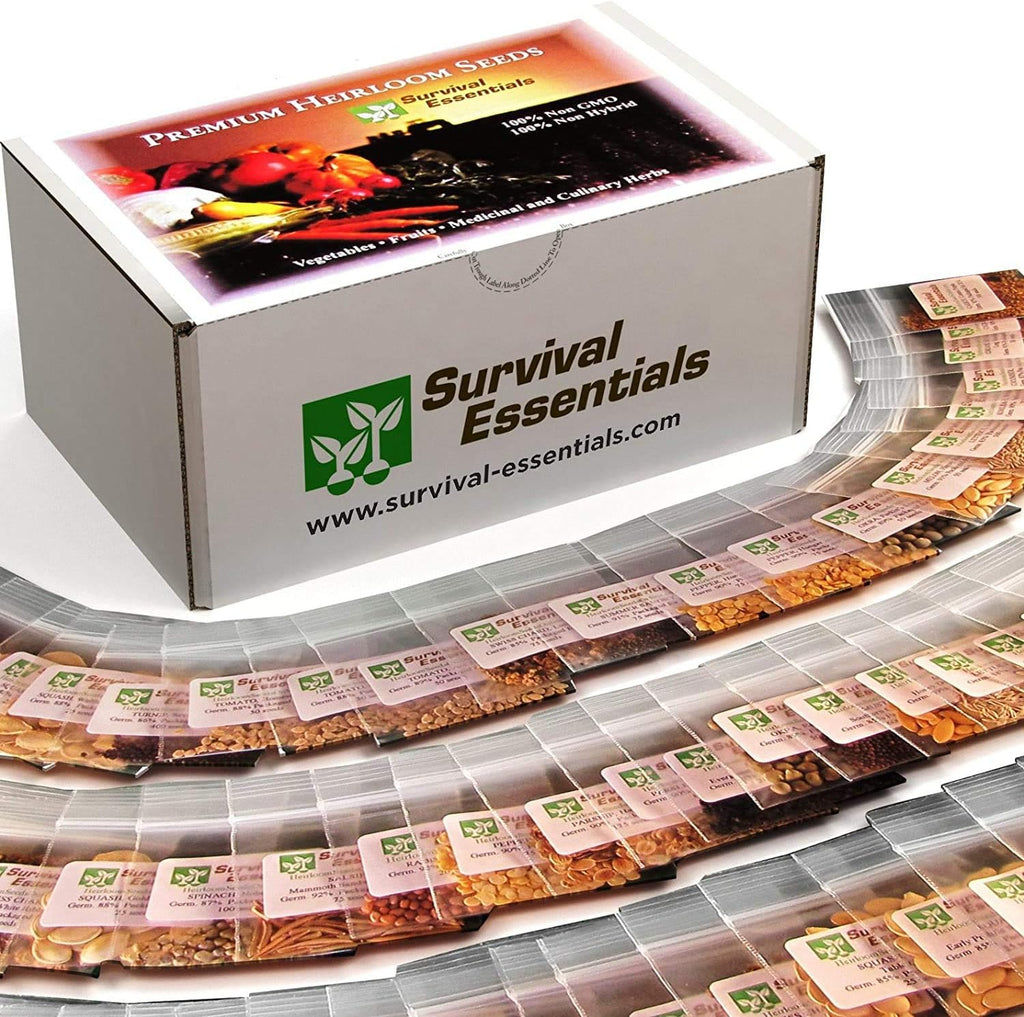 Garden Heirloom Seed Vault, 100 Variety, Over 17,500 Vegetable, Fruit, and Herbs Seeds, Non-GMO, Non-Hybrid, Plus Free Microgreens Kit