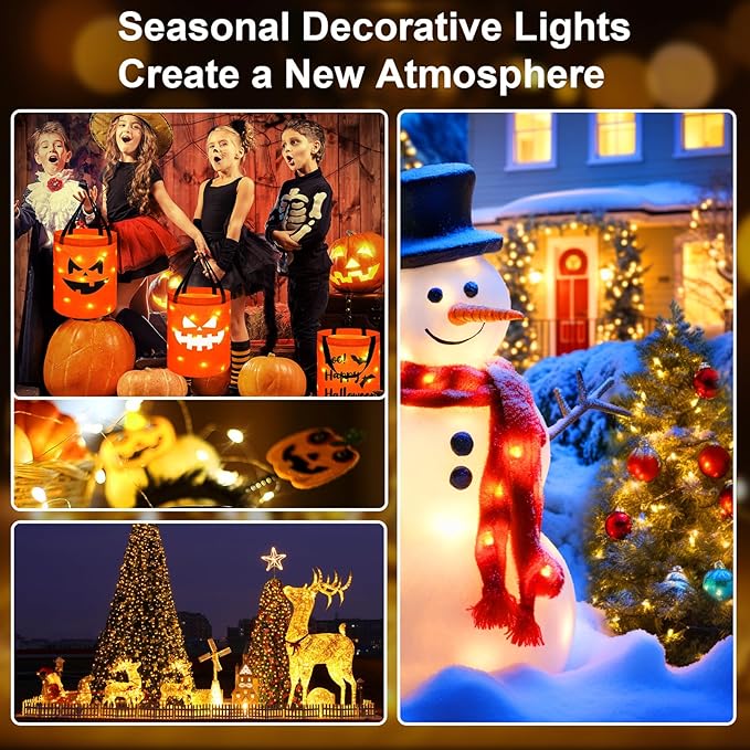 2 Pack 16Ft 50 LED Fairy Lights Mini String Lights Waterproof for Mason Jars Halloween Christmas Parties Wedding Table Centerpieces Decoration