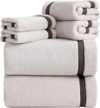 Bath Towel Set,Premium Microfiber Bathroom Towel-2 Extra Large Bath Sheets,2 Hand,2 Washcloths,Super Soft Highly Absorbent Luxury Shower Towels(Cream, 6Piece)