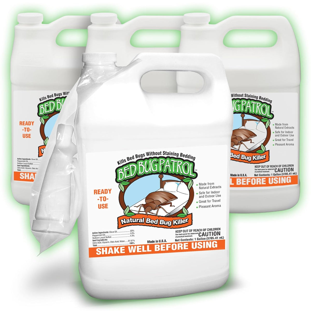 Natural Bed Bug Killer Spray – 4 Gallon Value Pack (512oz) – Child & Pet Friendly, Non-Toxic Pest Control for Mattresses, Hotels, Vehicles, Offices, Furniture & Carpets