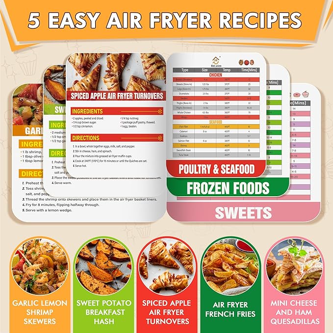 Air Fryer Liners Disposable,125Pcs 8Inch Airfryer Liners with Air Fryer Cheat Sheet Cooking Guide Booklet, Non-Stick Parchment Paper Square, Air Fryer Cookbooks Recipes