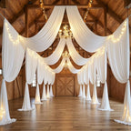 20ft x 15ft Ivory Wrinkle Free Backdrop Curtains for Parties,Silky Polyester Fabric Wedding Ceiling Drapes, 4 Panels 15ft Photo Back Drop Drapes for Baby Shower Photography Stage Background Cloth