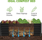 2PCS 8x4x1FT Galvanized Raised Garden Bed,Planter Raised Beds-Metal Garden Box,Large Plant for Outdoor Planting, Vegetables Bed，Flower,herb-Black