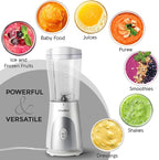Mueller Smoothie Blender for Smoothies - Personal Blender for Shakes, Frozen Drinks, Baby Food & More, 15oz Travel Cup and Lid, Durable Stainless Steel Blades for Powerful Blending Performance, White