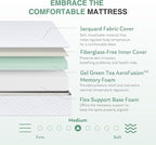 King Mattress in a Box, 10 inch Mattresses for Platform Bed Double Size Daybed, Green Tea Memory Foam Medium Firm