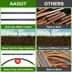AAGUT 16 Inch Rebar Stakes Heavy Duty 16 Pack 3/8" Diameter Landscape Timber Spikes, Straight Stakes with Chisel Point End, Ground Anchors for Camping Tent, Garden Plant Support, Concrete, Black